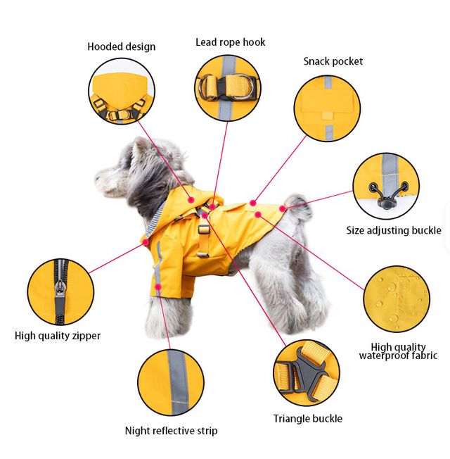 Hooded Waterproof Sports Style Raincoat Harness - Red