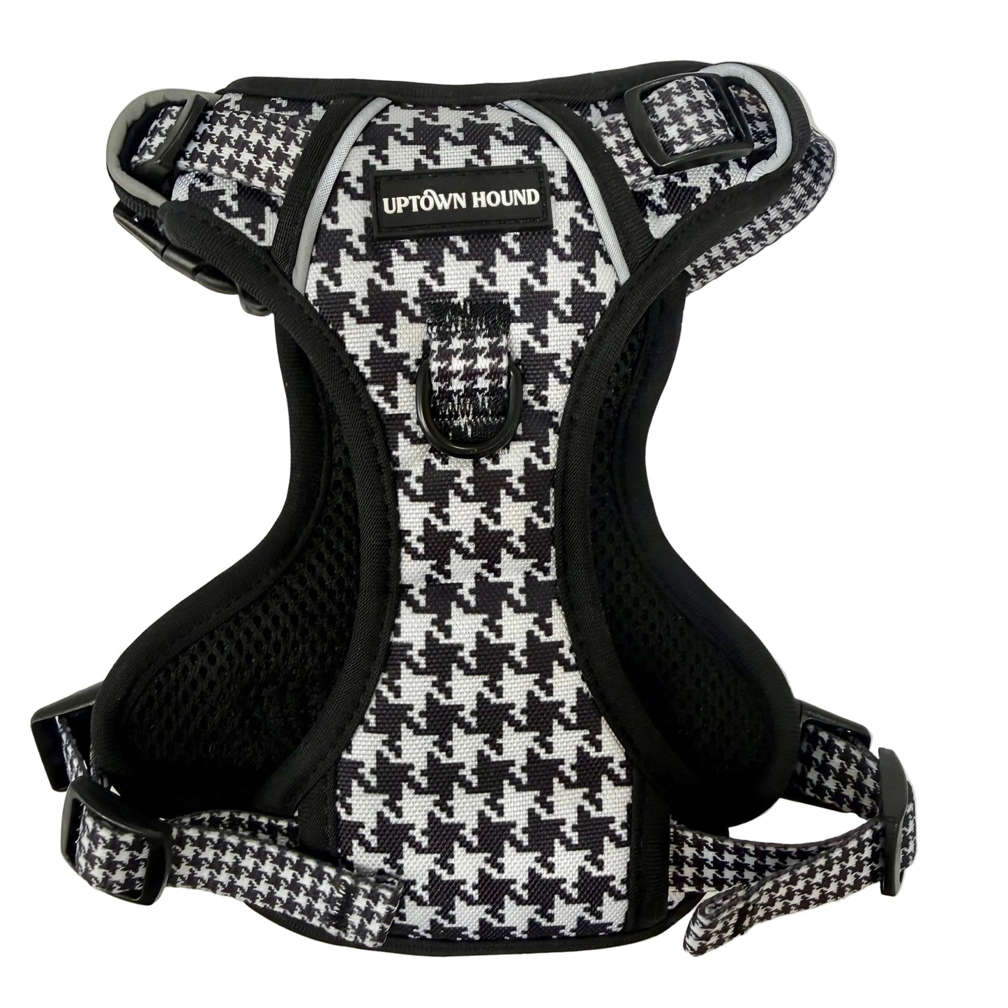 Black & White houndstooth No Pull Dog Harness - Padded Neoprene | By Uptown Hound