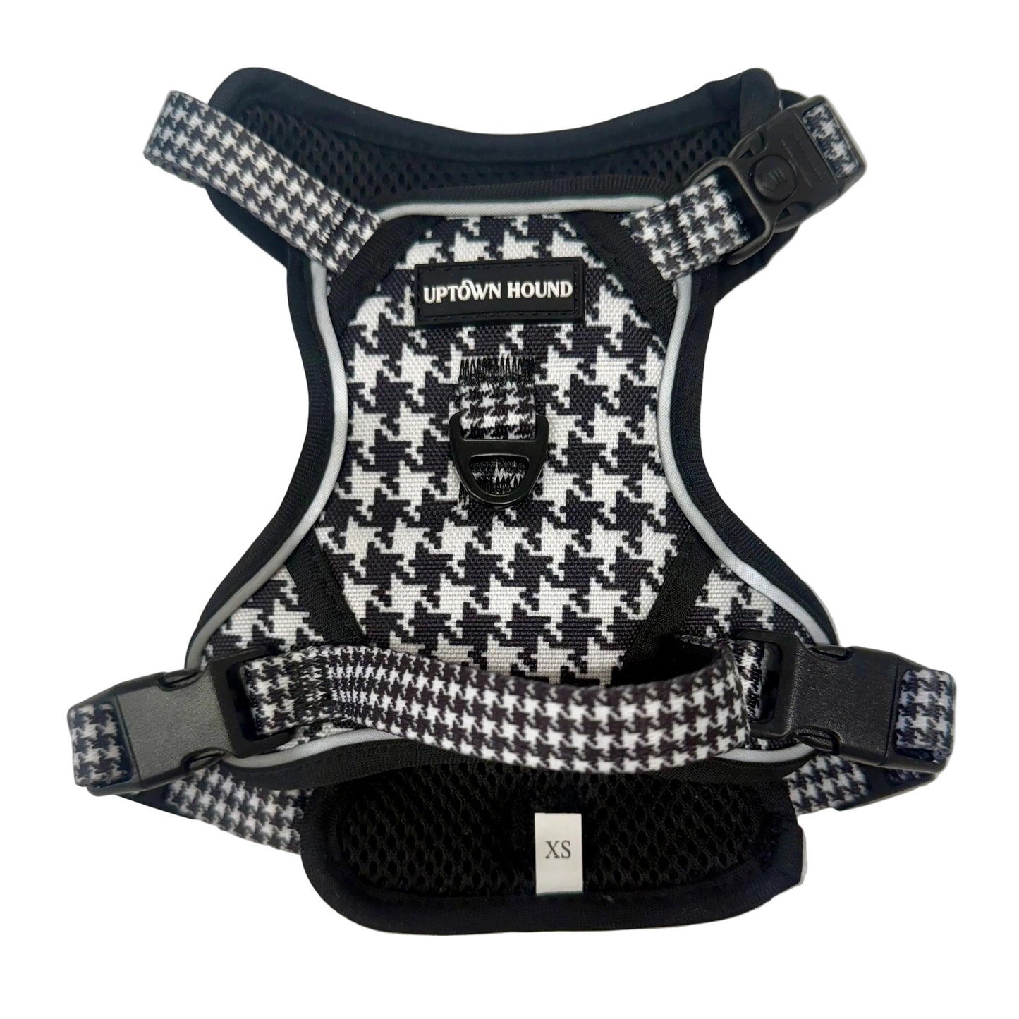 Black & White houndstooth No Pull Dog Harness - Padded Neoprene | By Uptown Hound