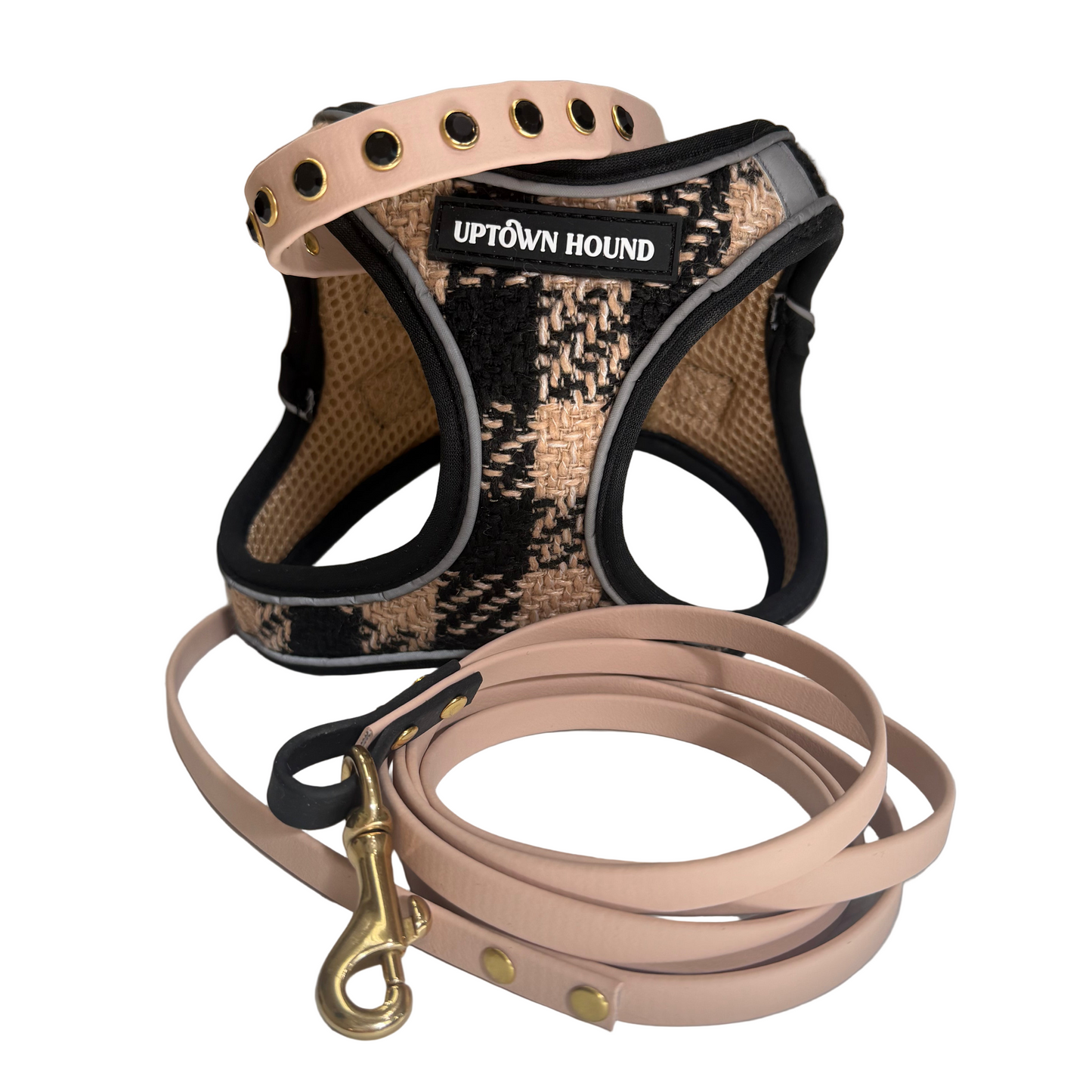 Onyx & Bone Plaid Tweed Vest Harness- Padded Neoprene  | By Uptown Hound