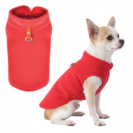 Chihuahua in Red Fleece Vest