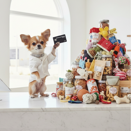 Chihuahua shopping with Americanine Express - square