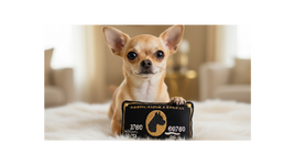 Cute chihuahua with Americanine Express toy
