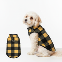 Maltepoo in Gold & Black Plaid Fleece Vest