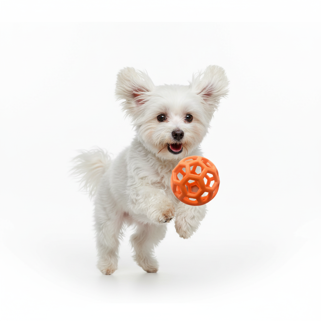 Maltese bouncing with orange lattice ball