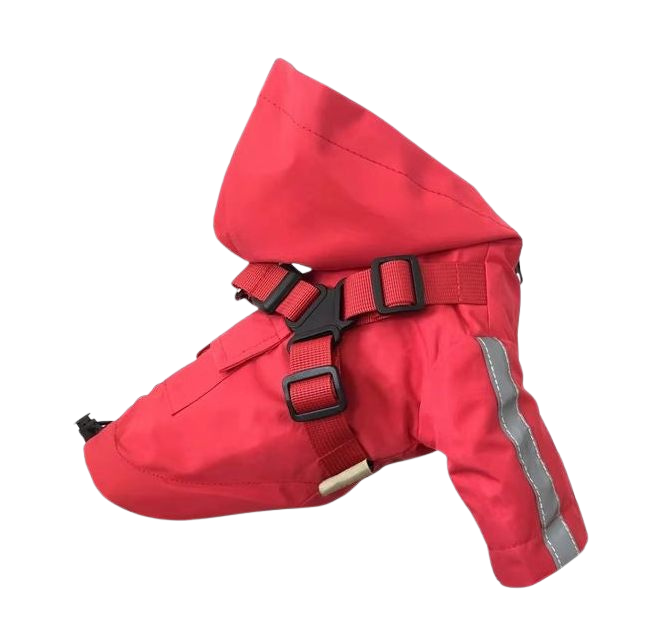 Hooded Waterproof Sports Style Raincoat Harness - Red