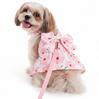 Shih Tzu back view Cherry Blossom Dress with D-ring and leash