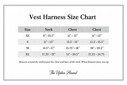 Vest Harness Size Chart