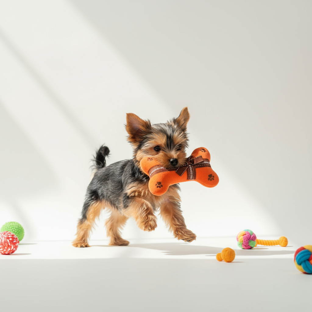 Yorkshire Terrier with HAIRMES BONE toy