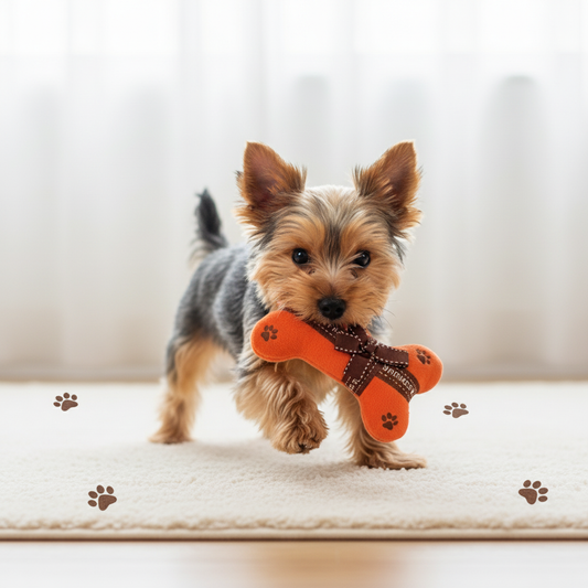 Yorkshire Terrier with HAIRMES BONE toy
